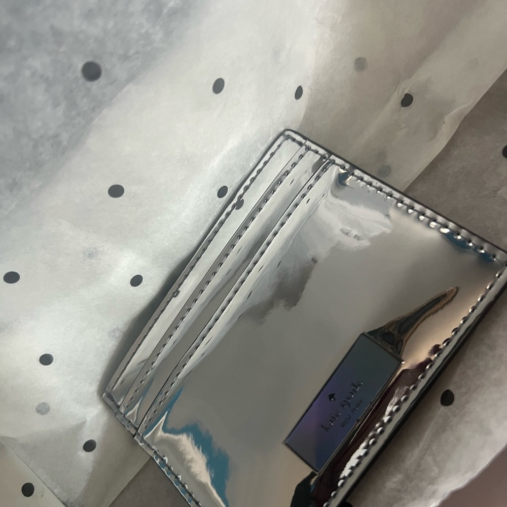 Kate Spade Bridget Metallic Silver Card Holder